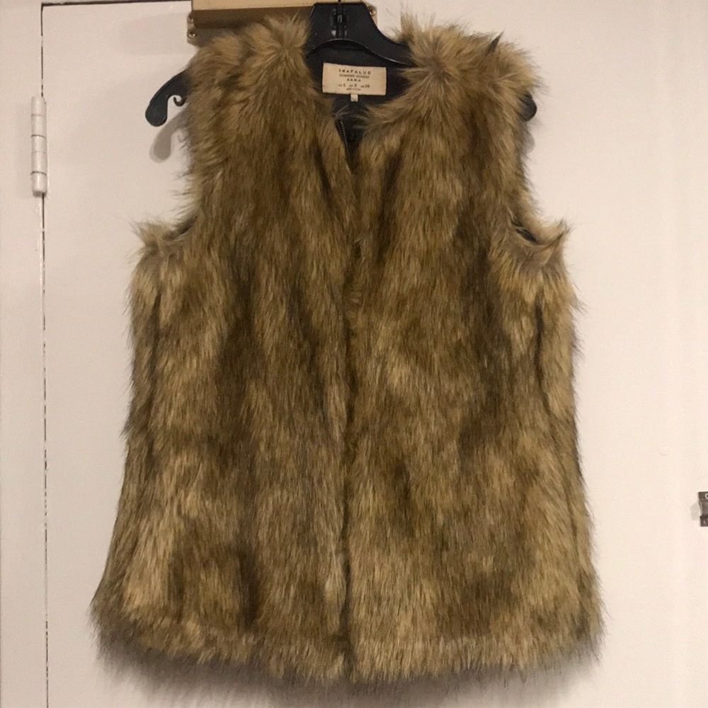 Brown faux fur vest